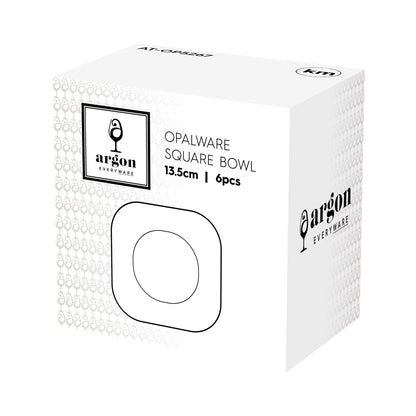 Square Opalware Snack Bowls - 13.5cm - White - Pack of 6
