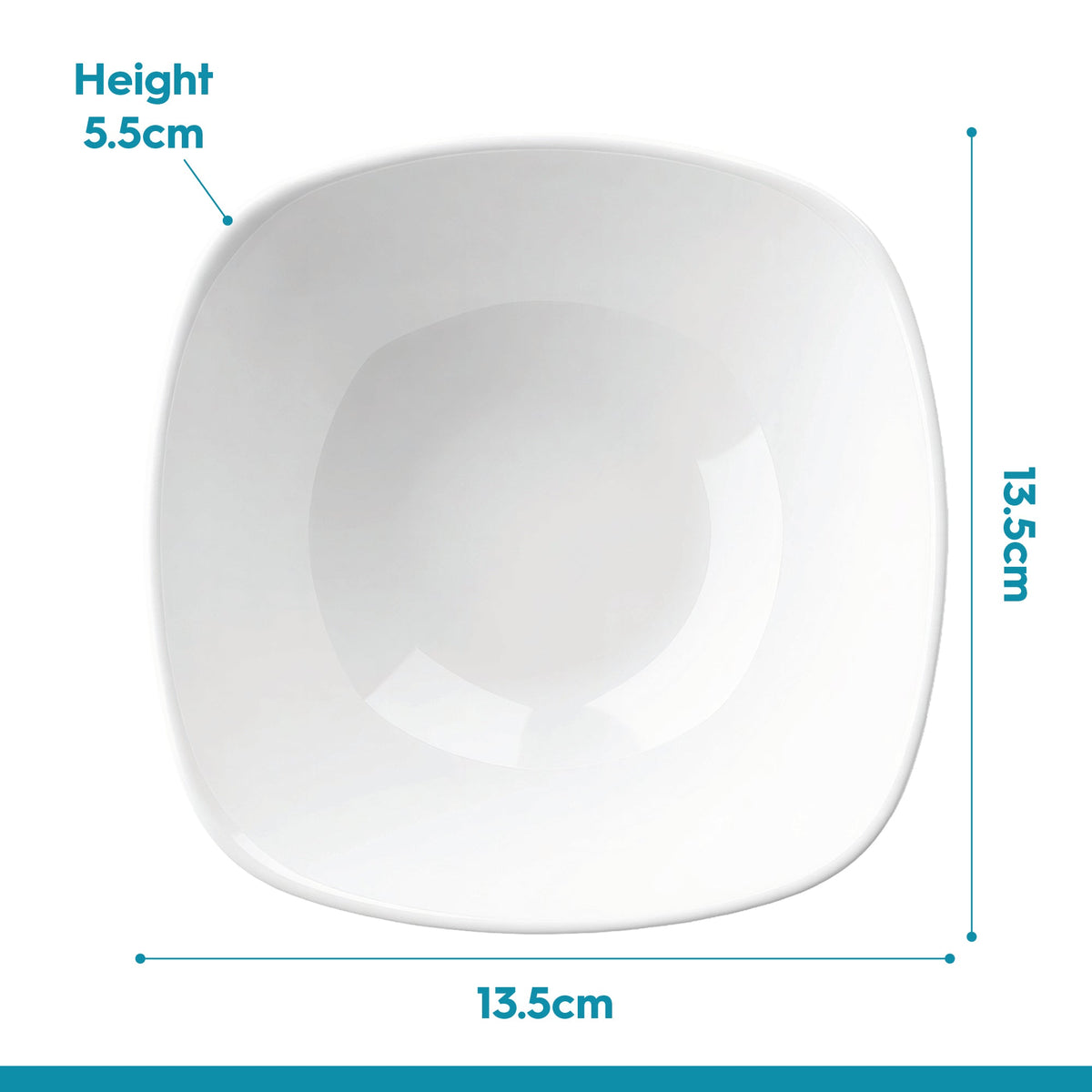 Square Opalware Snack Bowls - 13.5cm - White - Pack of 6