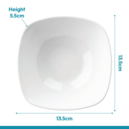 Square Opalware Snack Bowls - 13.5cm - White - Pack of 6