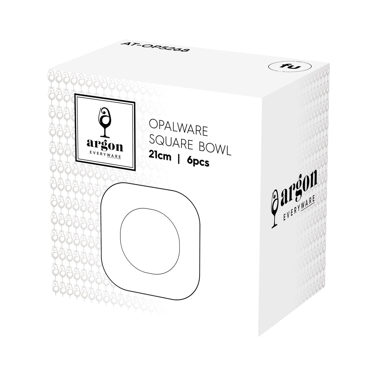 Square Opalware Pasta Bowls - 21cm - White - Pack of 6