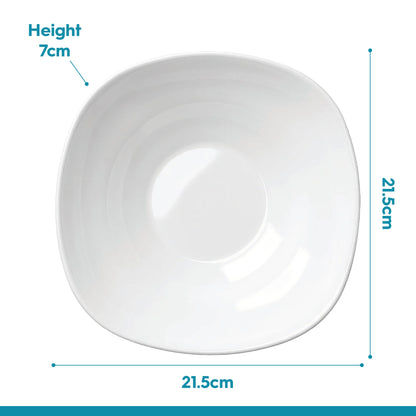 Square Opalware Pasta Bowls - 21cm - White - Pack of 6
