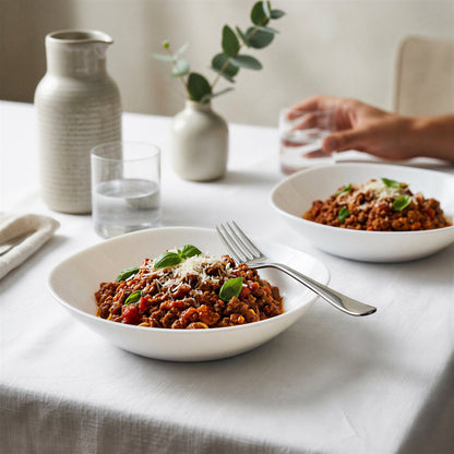 Square Opalware Pasta Bowls - 21cm - White - Pack of 6