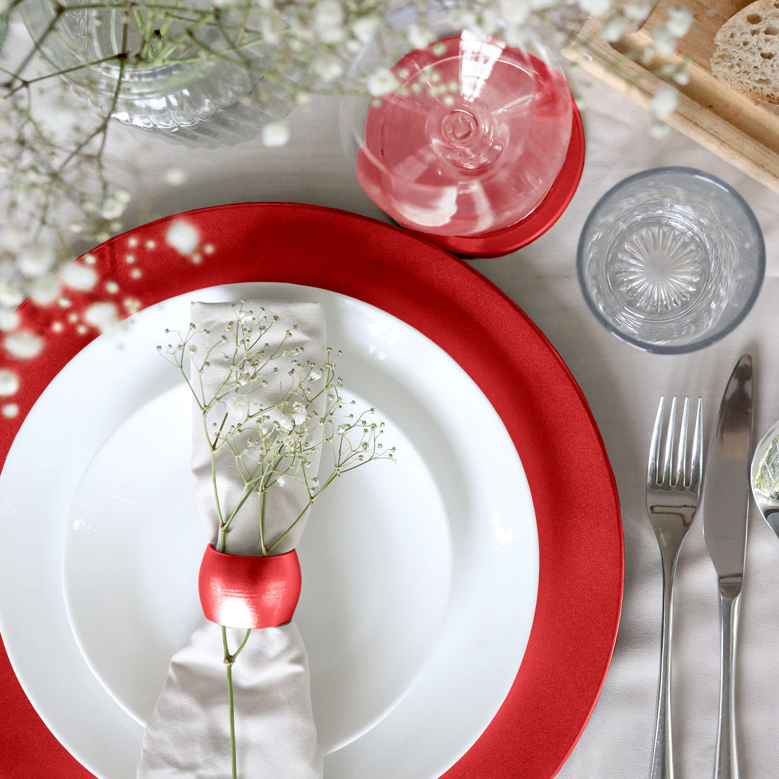 Red 33cm Metallic Melamine Charger Plates - Pack of 6