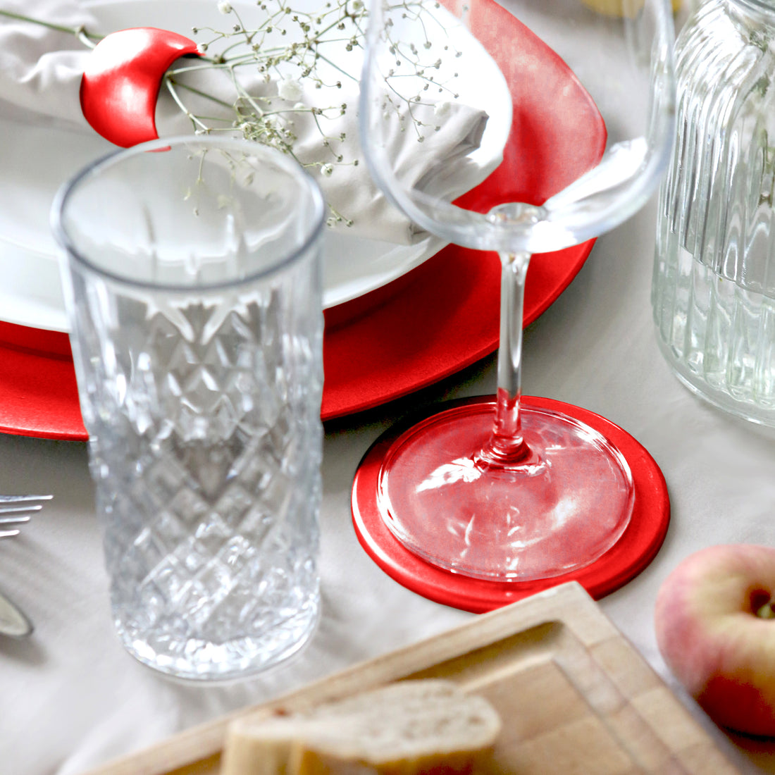 Red Metallic Melamine Coasters - Pack of 6