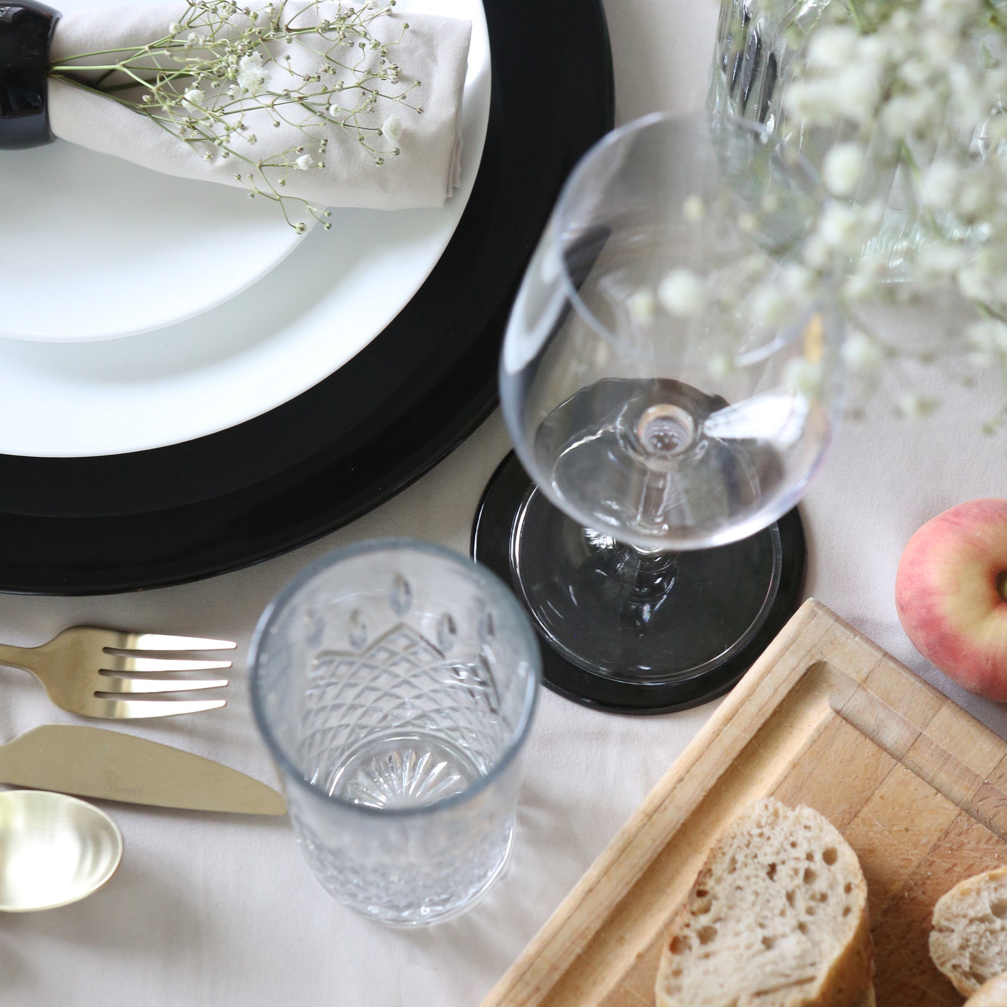 Metallic Black Melamine Napkin Rings - Pack of Six