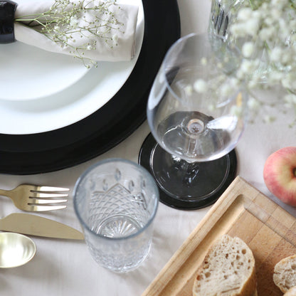 Metallic Black Melamine Napkin Rings - Pack of Six