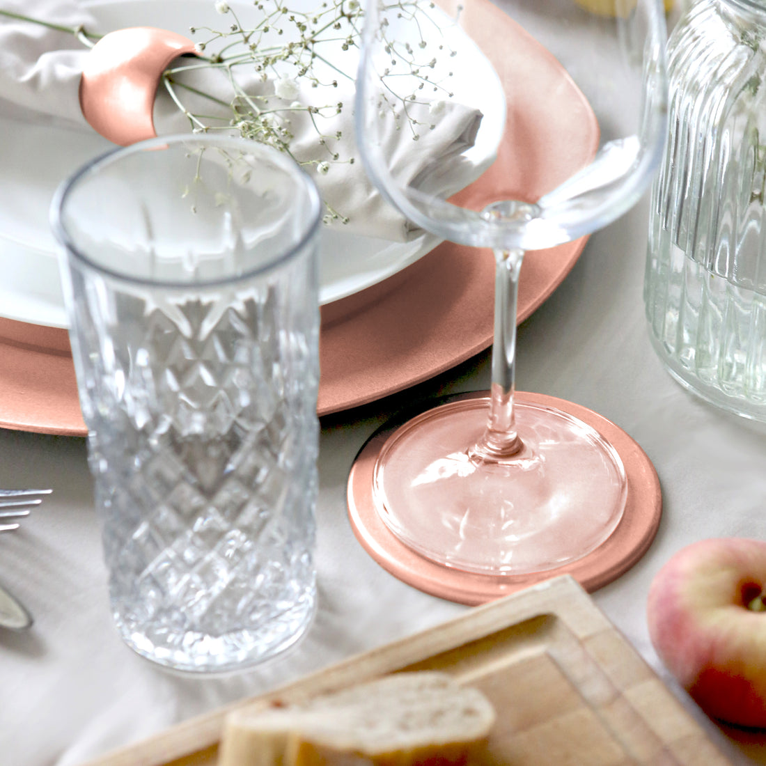 Rose Gold Metallic Melamine Coasters - Pack of 6