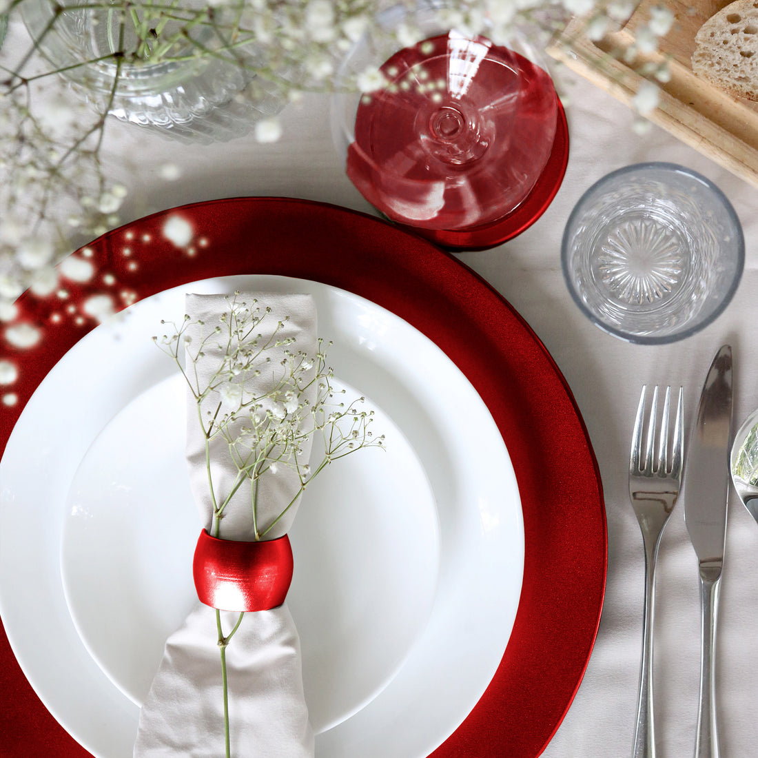 Dark Red 33cm Metallic Melamine Charger Plates - Pack of 6