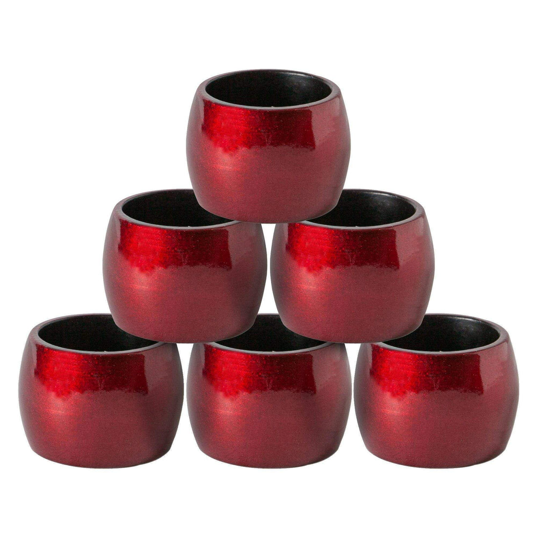 Metallic Red Melamine Napkin Rings - Pack of Six