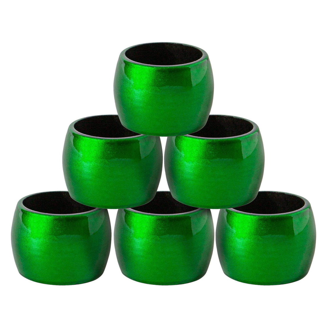 Metallic Green Melamine Napkin Rings - Pack of Six