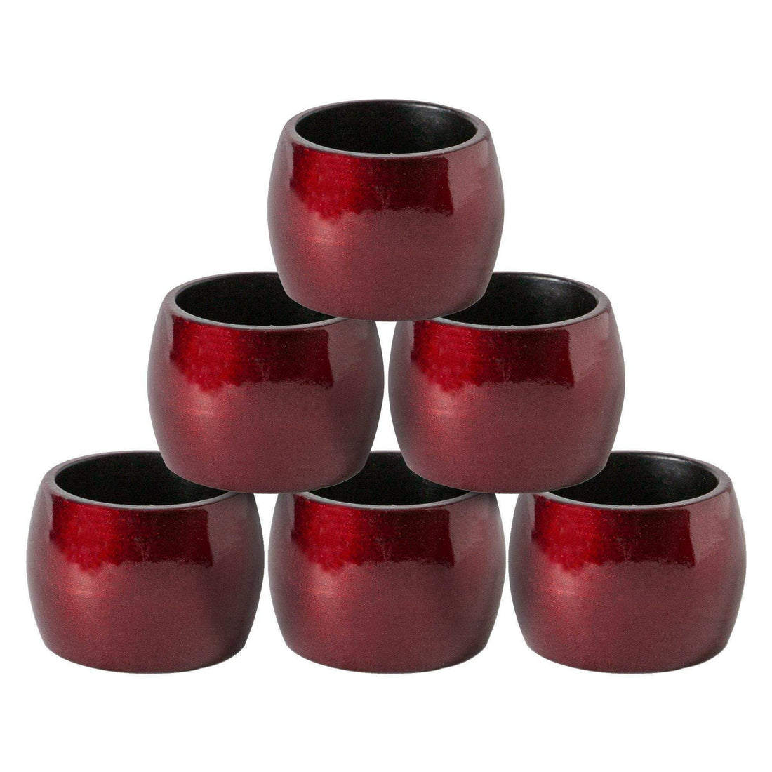 Metallic Dark Red Melamine Napkin Rings - Pack of Six