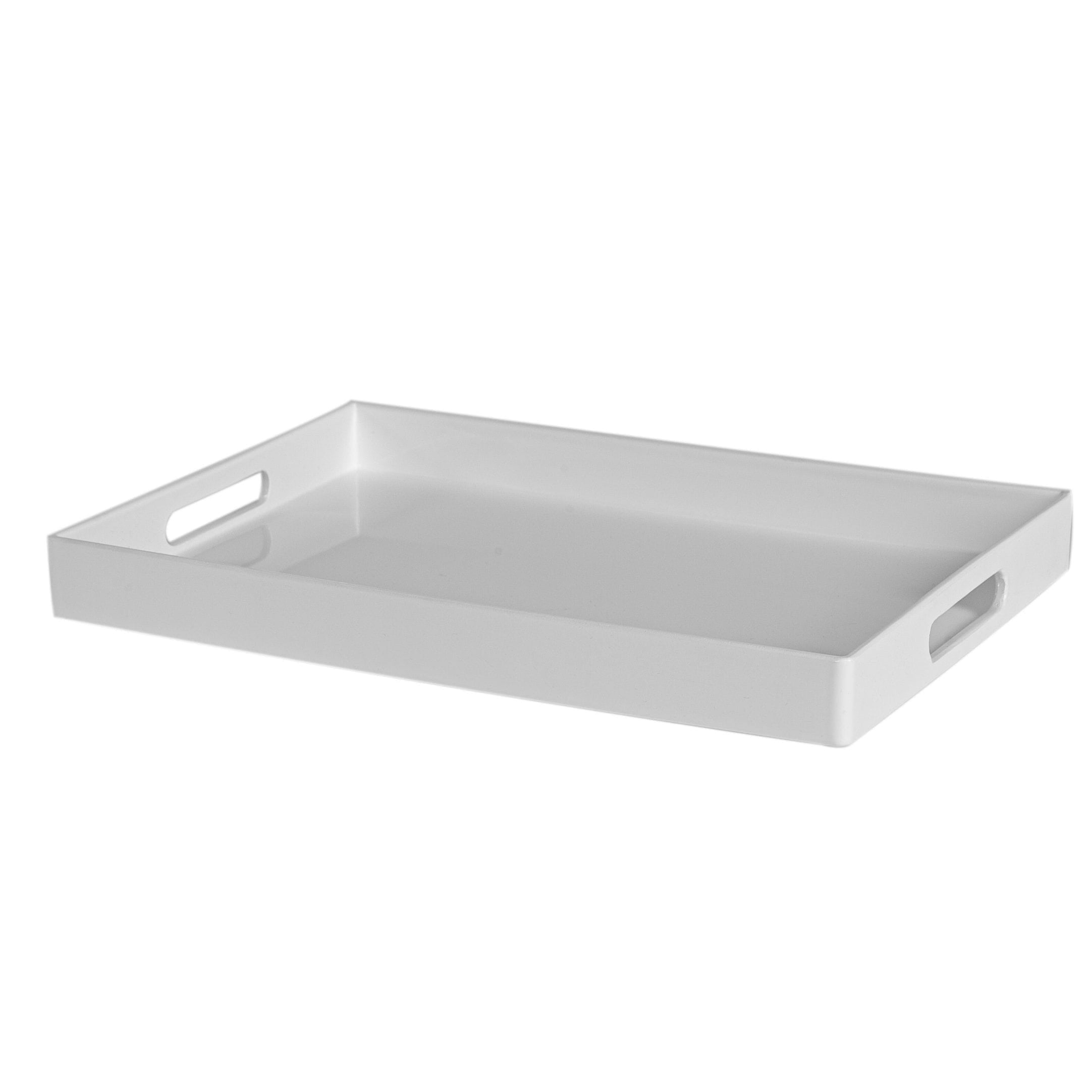34.5cm x 25cm White Rectangle Lacquer Tray