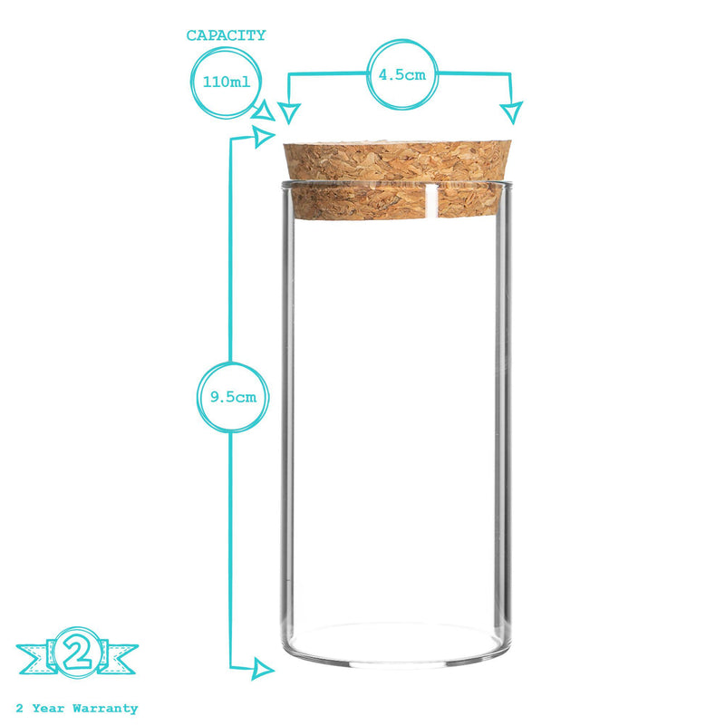 110ml Scandi Storage Jars with Cork Lids - Pack of 3 - By Argon Tableware