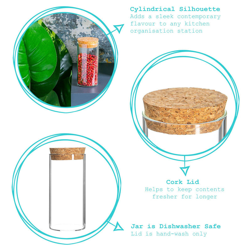 110ml Scandi Storage Jars with Cork Lids - Pack of 3 - By Argon Tableware