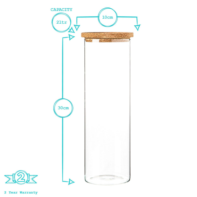 2L Scandi Storage Jar with Cork Lid - By Argon Tableware