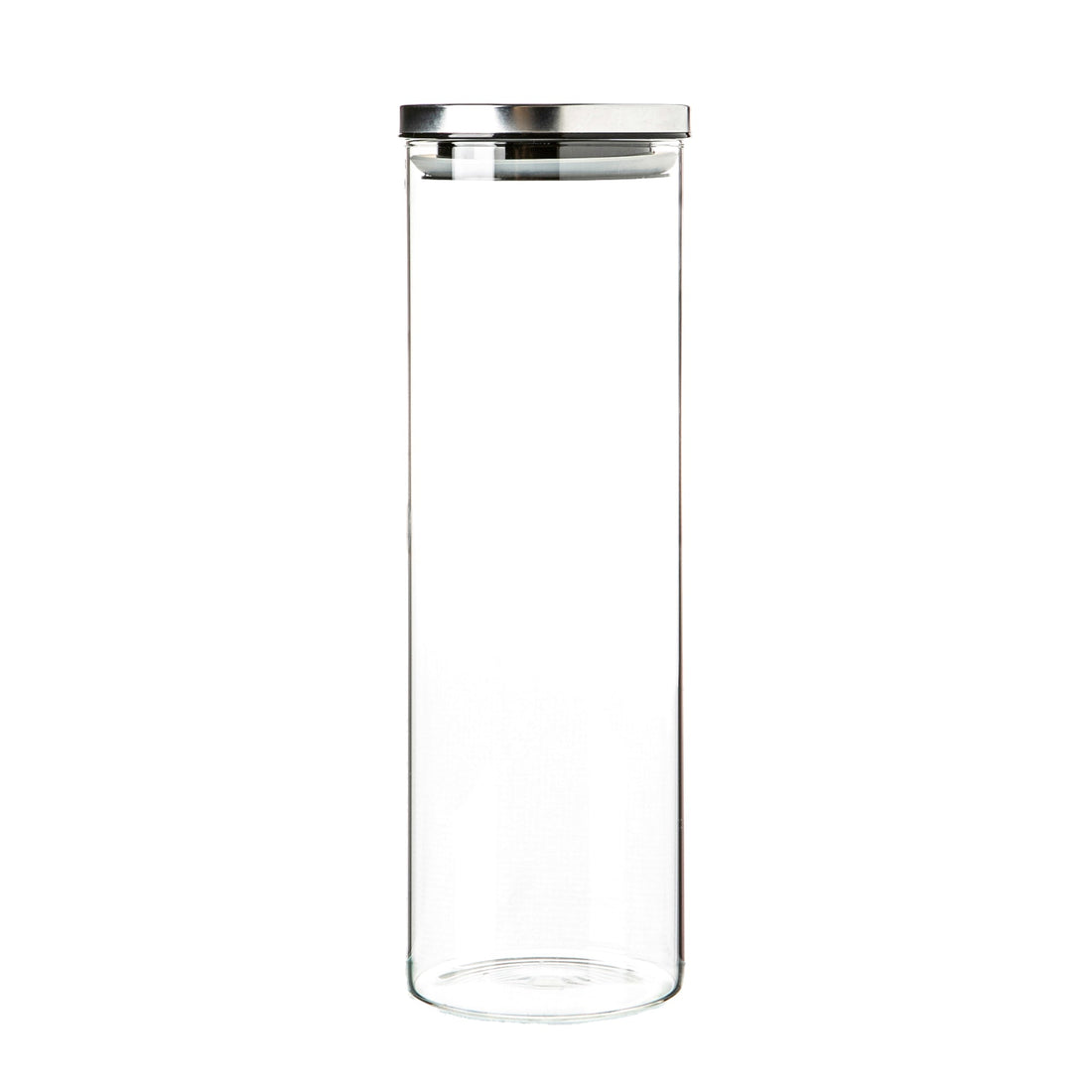 2L Scandi Glass Storage Jar with Silver Metal Lid