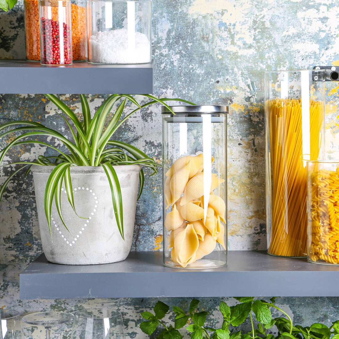1.5L Scandi Glass Storage Jar with Silver Metal Lid