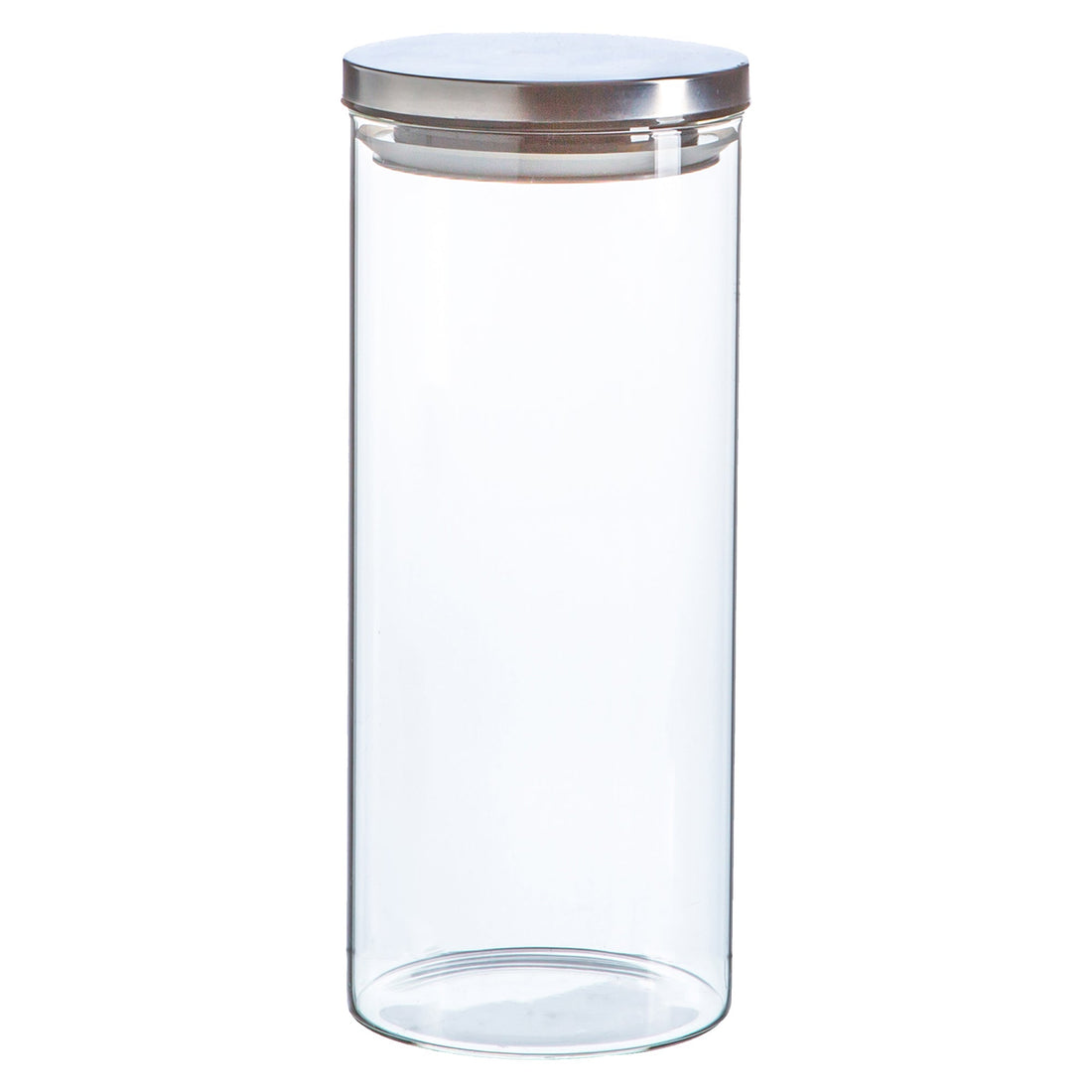 1.5L Scandi Glass Storage Jar with Silver Metal Lid