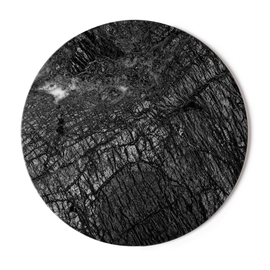 Black 30cm Round Marble Placemat &amp; Chopping Board