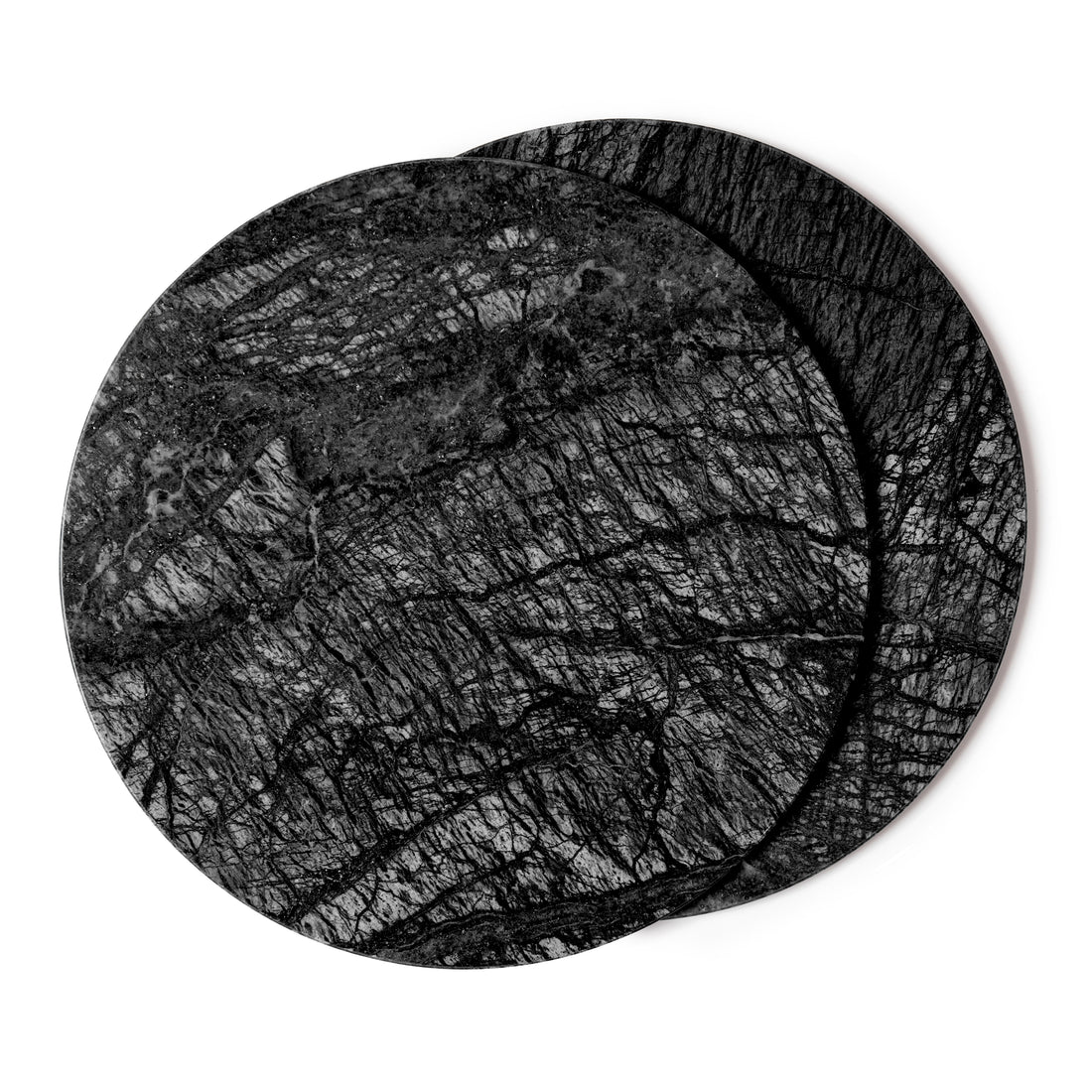 Black 30cm Round Marble Placemat &amp; Chopping Board