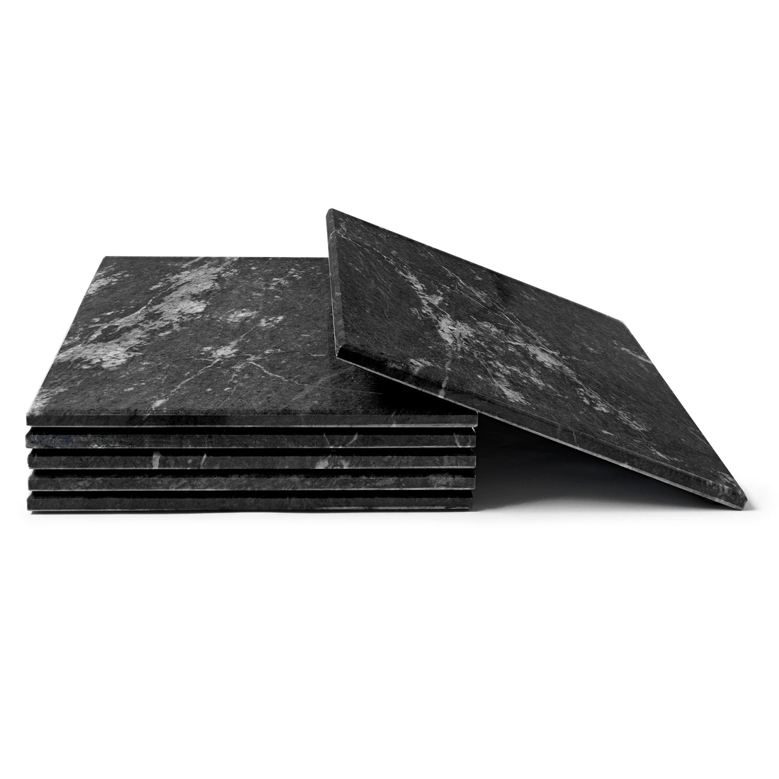 Black 30cm x 20cm Rectangular Marble Placemats - Pack of 6