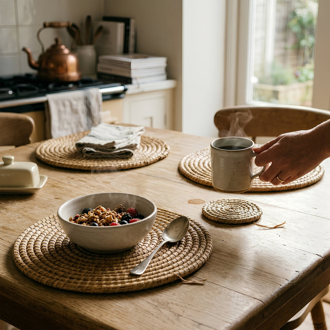 12pc Woven Palm Leaf Placemats &amp; Coasters Set
