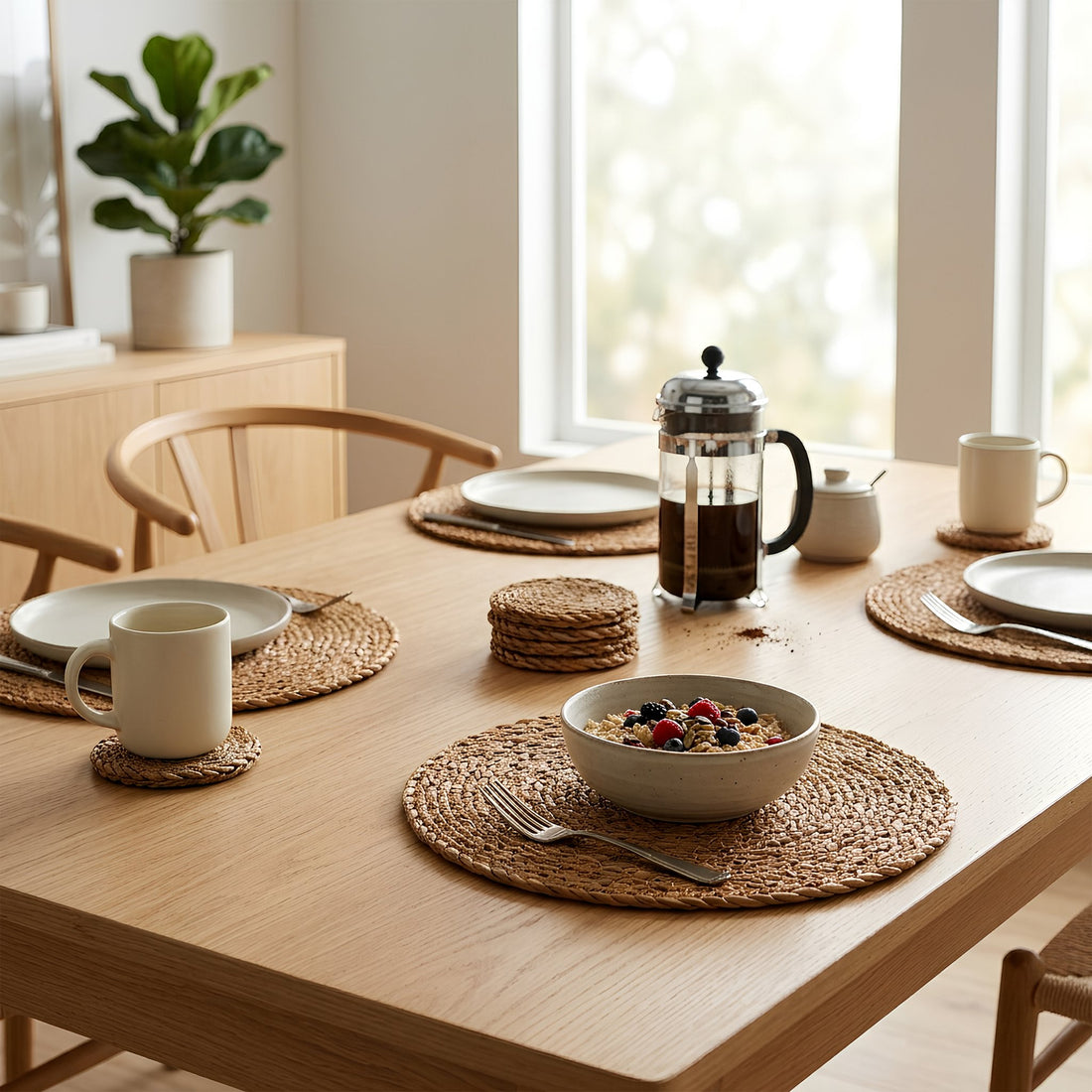 12pc Woven Typha Placemats &amp; Coasters Set