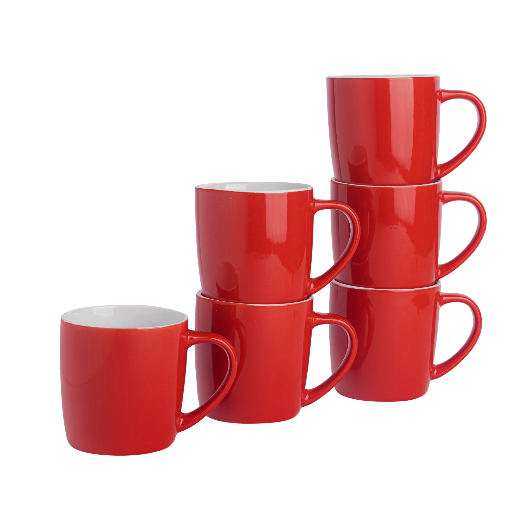 350ml Red Coloured Coffee Mugs - Pack of Six