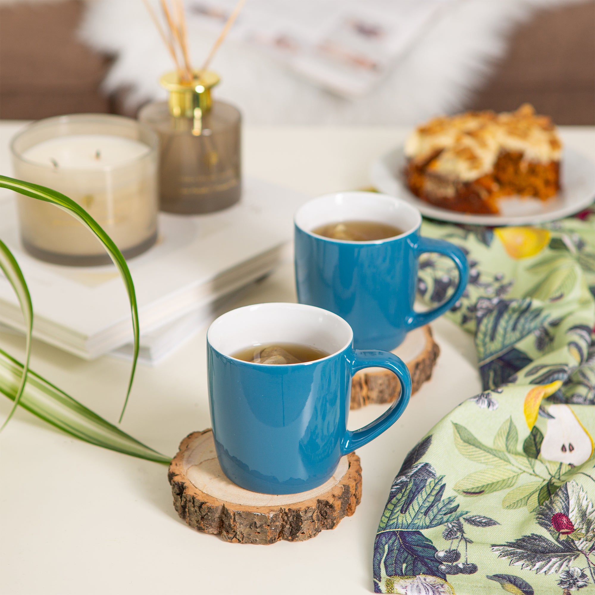 350ml Blue Coloured Coffee Mugs - Pack of Six