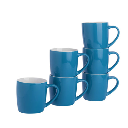 350ml Blue Coloured Coffee Mugs - Pack of Six