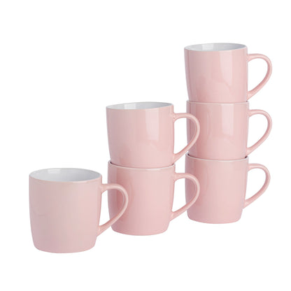 350ml Pink Coloured Coffee Mugs - Pack of Six