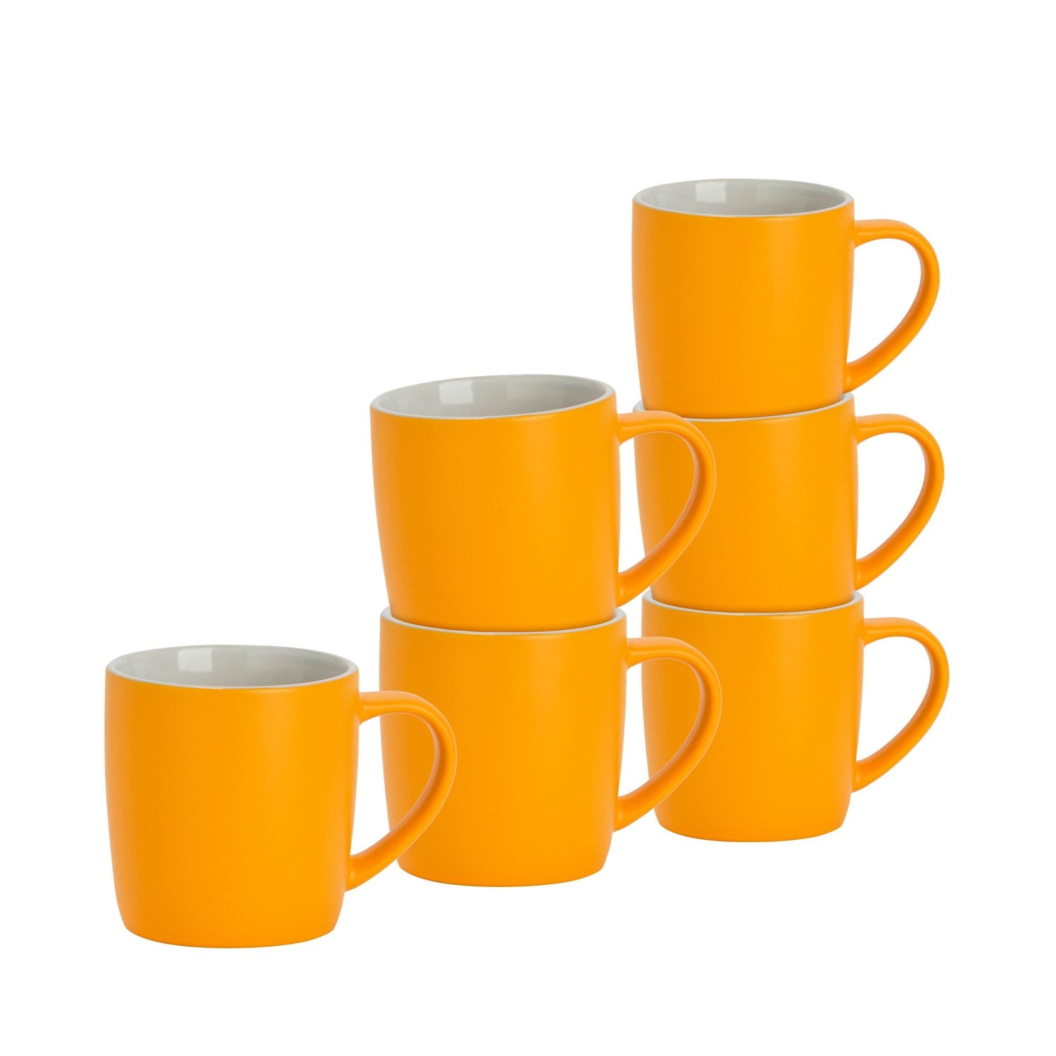 350ml Matt Yellow Coloured Coffee Mugs - Pack of Six