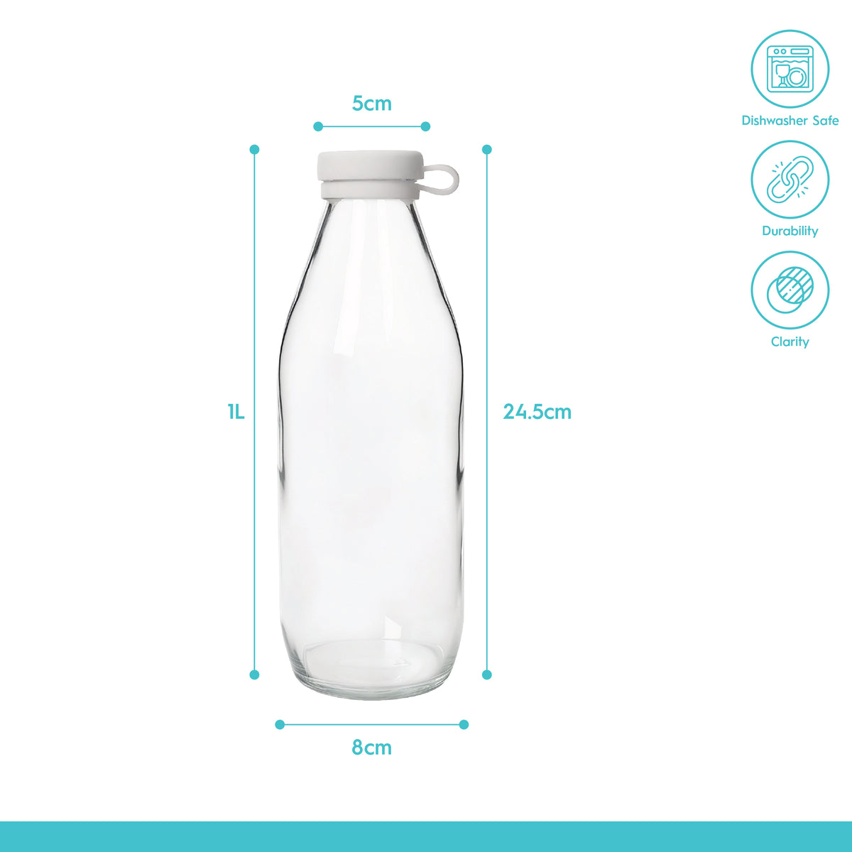 1L Glass Milk Bottle with Silicone Lid