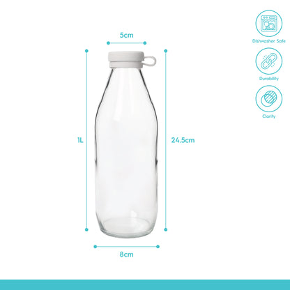1L Glass Milk Bottle with Silicone Lid