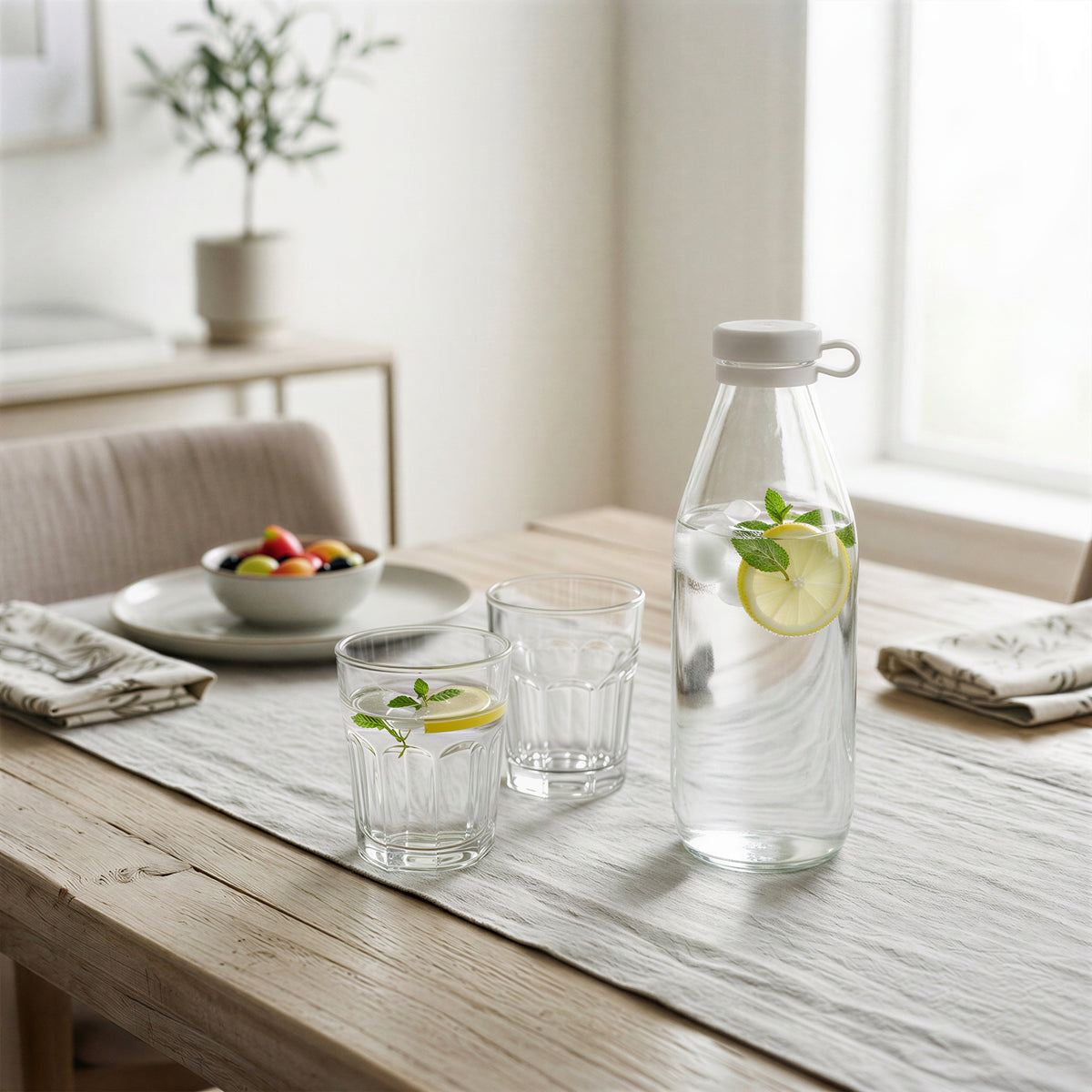 1L Glass Milk Bottle with Silicone Lid