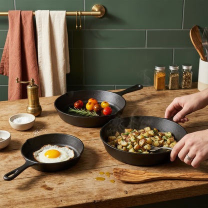 3 Piece Cast Iron Frying Pan Set - 6" | 8" | 10"