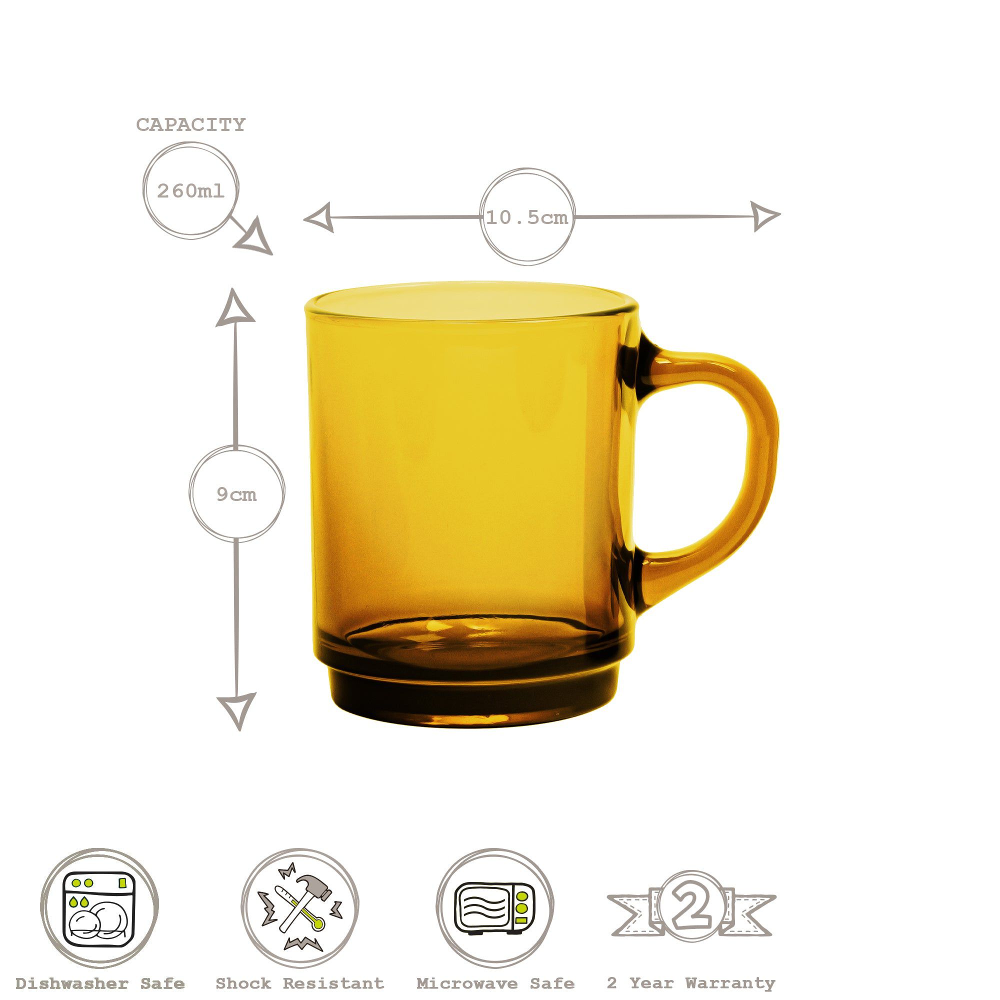 260ml Saphir Versailles Coffee Glasses - Pack of Six