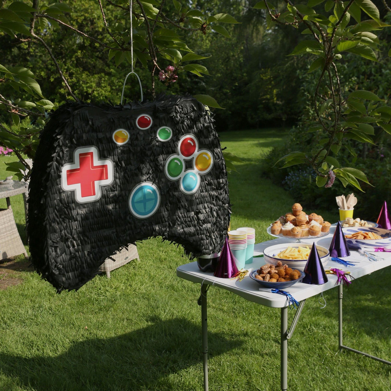 Set De Piñata De Controlador De Videojuegos Piñata De Controlador De Juegos Con Venda De Ojos Y Palo Para Fiesta Cumpleaños Niños Juguete Fiesta De Tema De Juegos Eventos Carnaval (Blanco