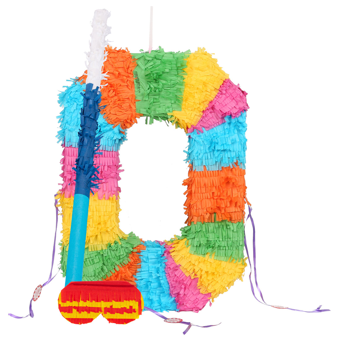 Large Number 0 Pinata Party Set with Blue Stick