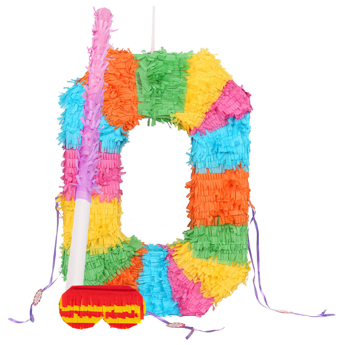 Large Number 0 Pinata Party Set with Pink Stick