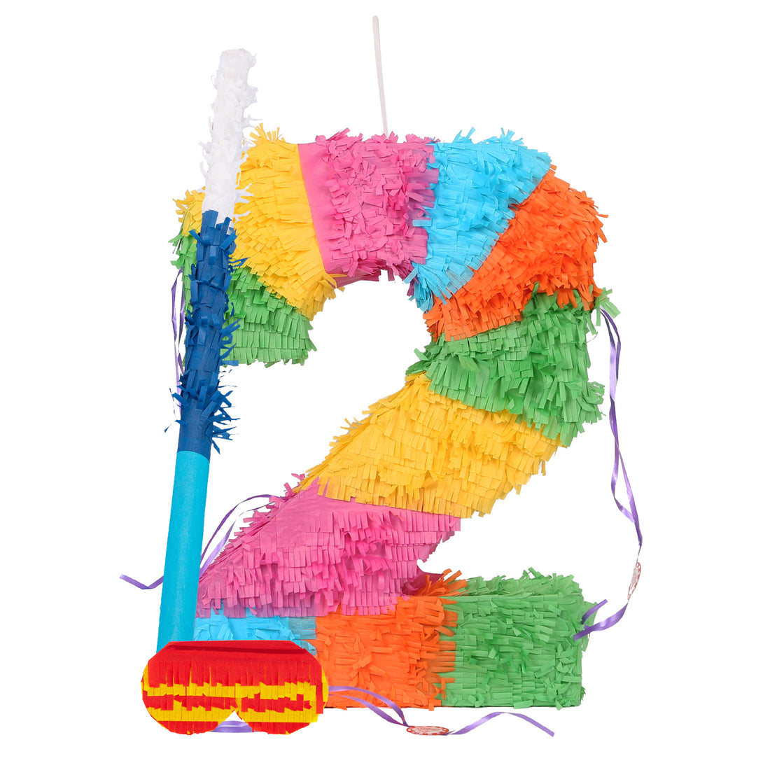 Large Number 2 Pinata Party Set with Blue Stick