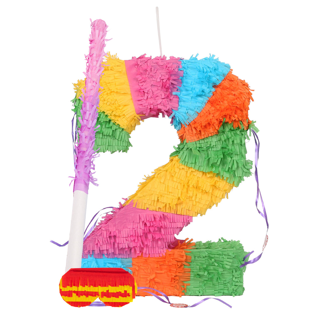 Large Number 2 Pinata Party Set with Pink Stick