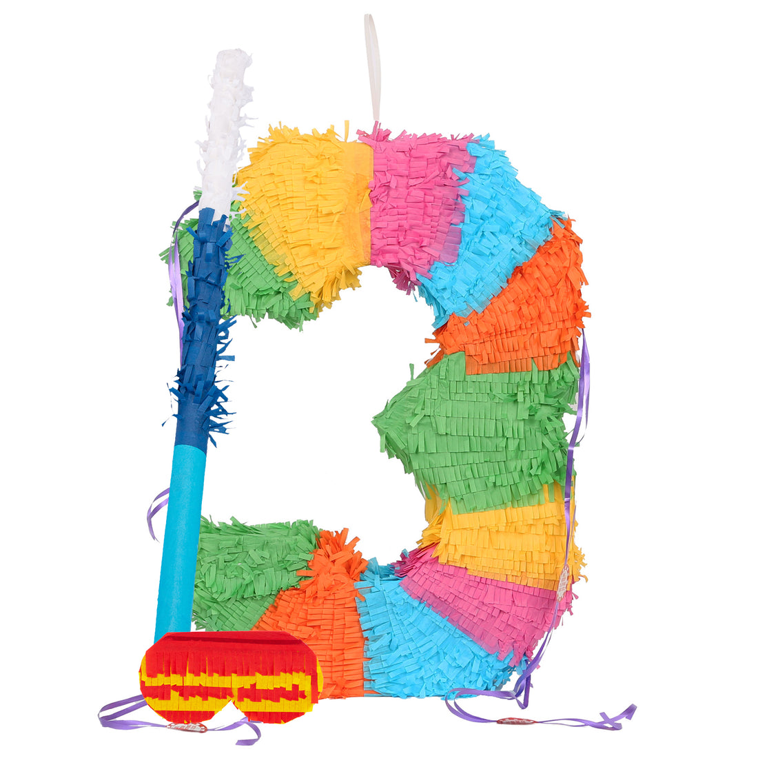 Large Number 3 Pinata Party Set with Blue Stick