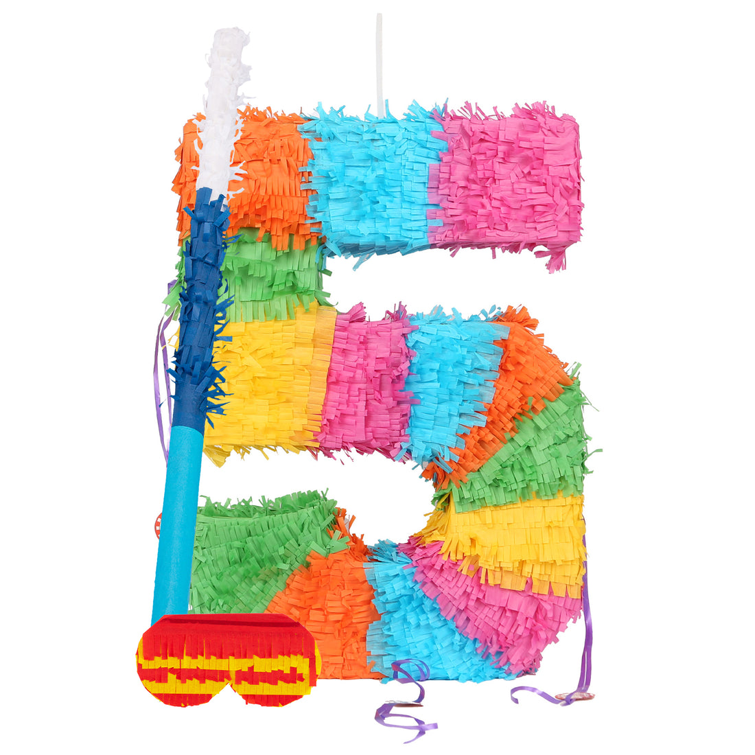 Large Number 5 Pinata Party Set with Blue Stick