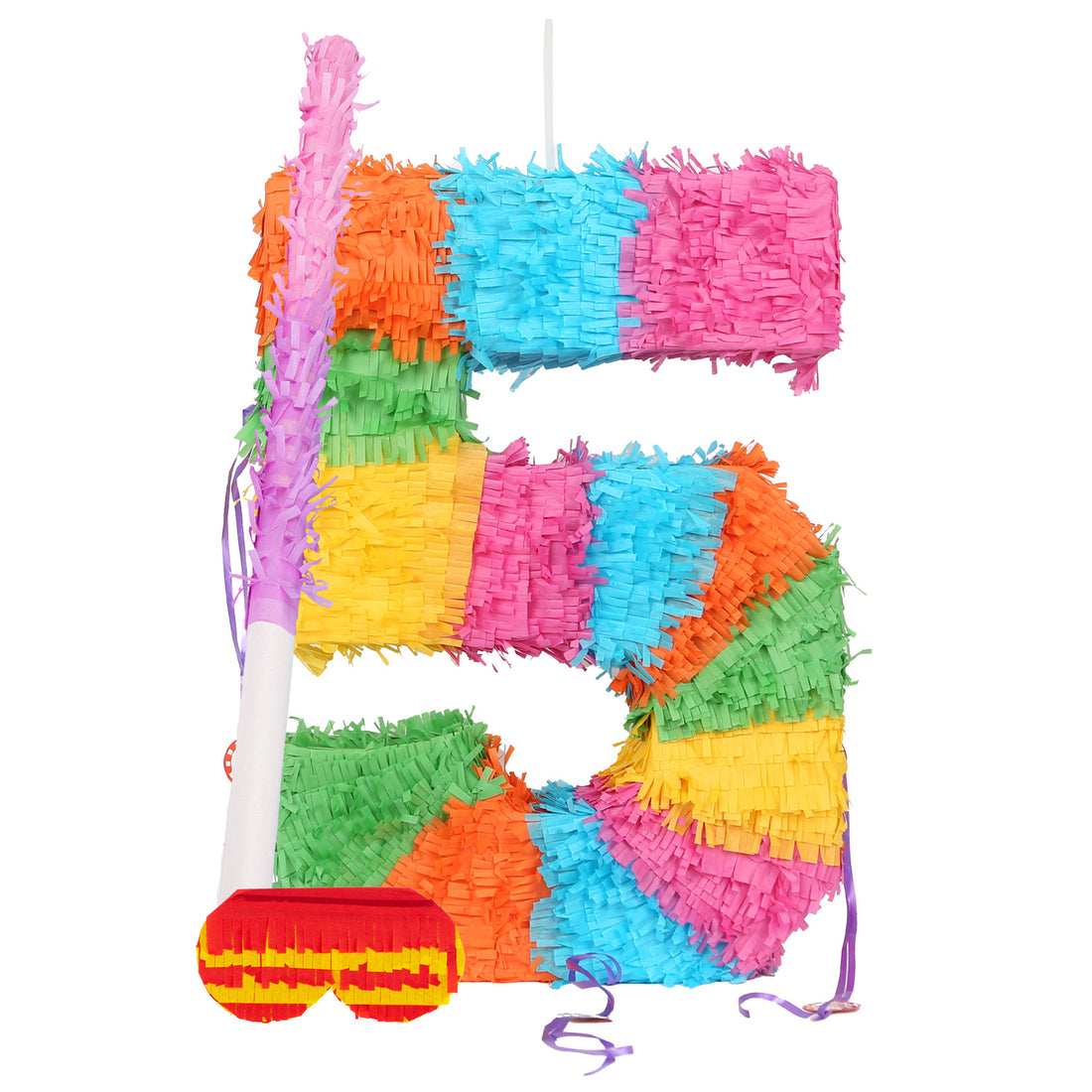 Large Number 5 Pinata Party Set with Pink Stick