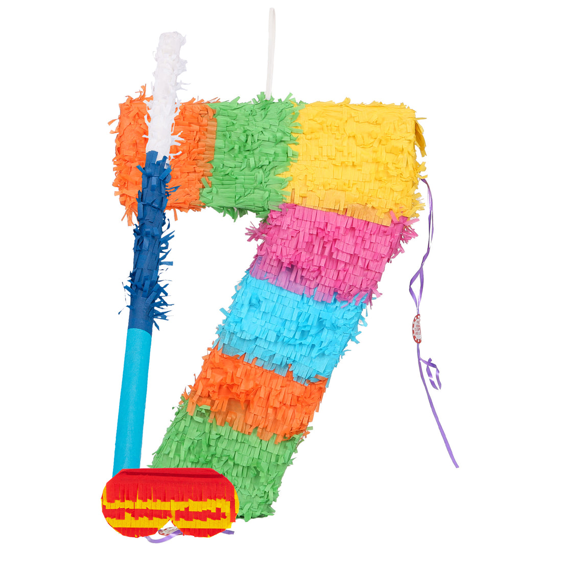 Large Number 7 Pinata Party Set with Blue Stick
