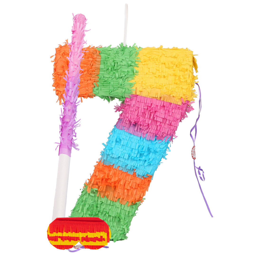 Large Number 7 Pinata Party Set with Pink Stick