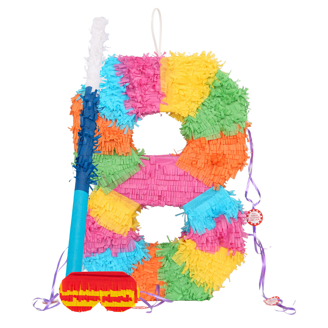Large Number 8 Pinata Party Set with Blue Stick