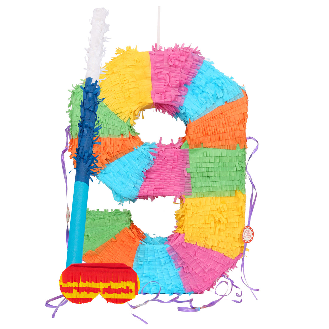 Large Number 9 Pinata Party Set with Blue Stick