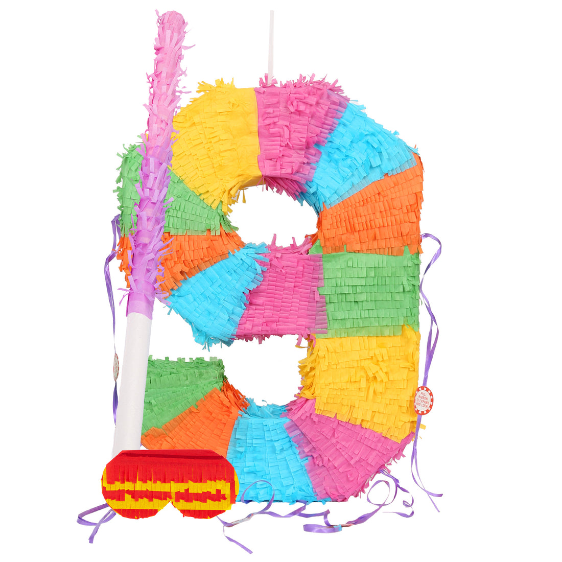 Large Number 9 Pinata Party Set with Pink Stick